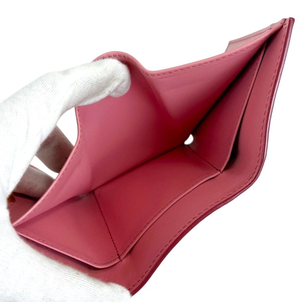 Prada Vitello Daino Leather Compact Wallet Trifold Wallet Gold Hardware Mini - Picture 9 of 10